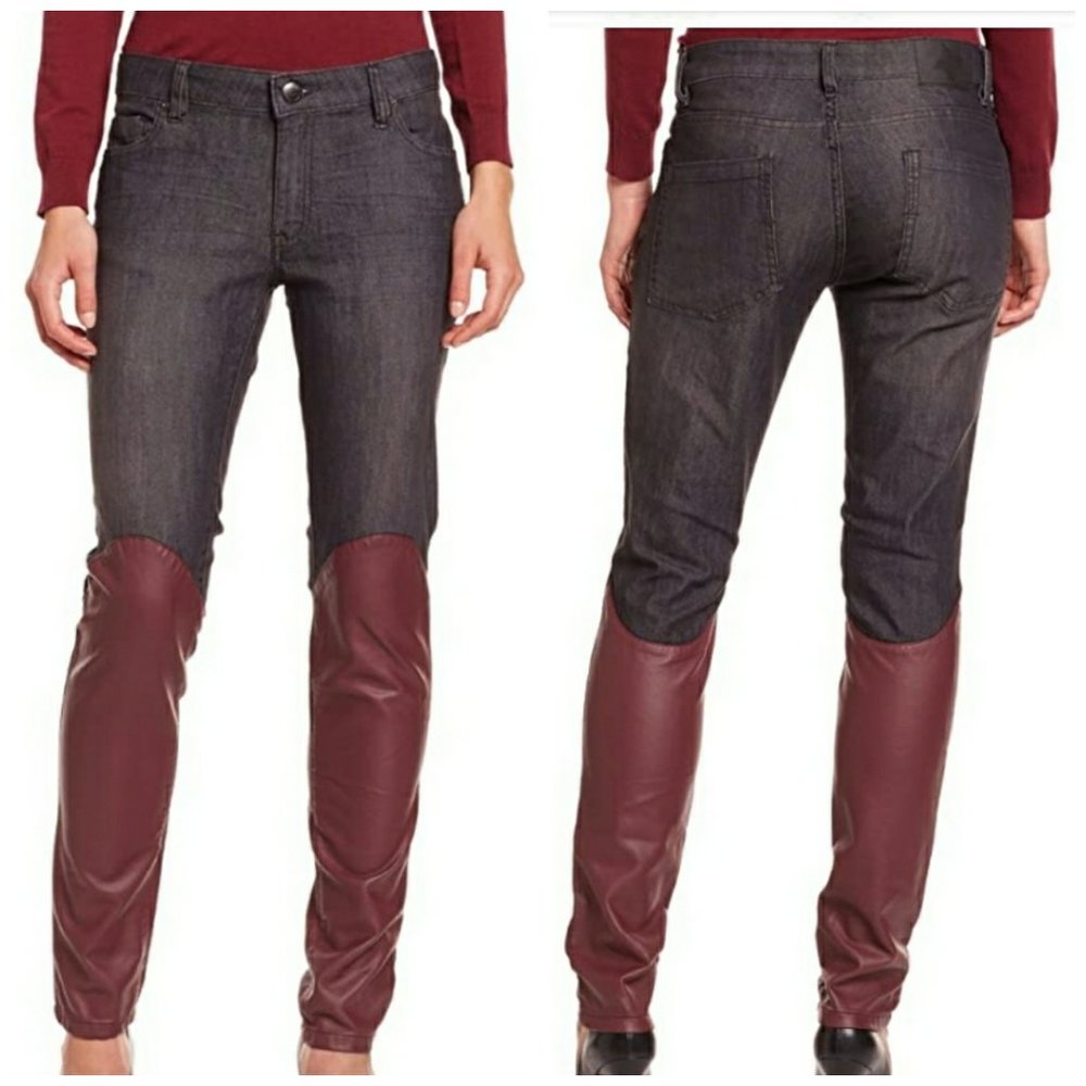 BCBGeneration 2 Tone Leather and Fabric Jeans 25